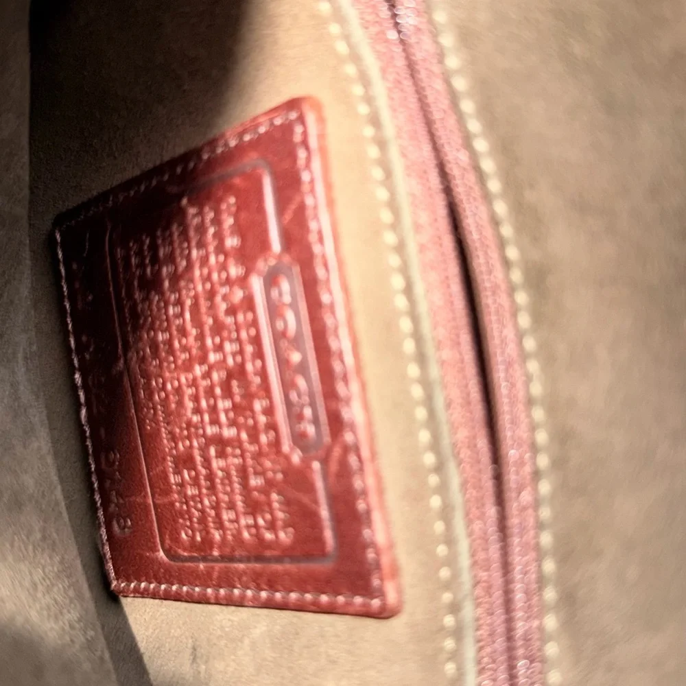 Rare Vintage Coach Olive Suede Leather Crossbody Bag - Picture 9 of 12